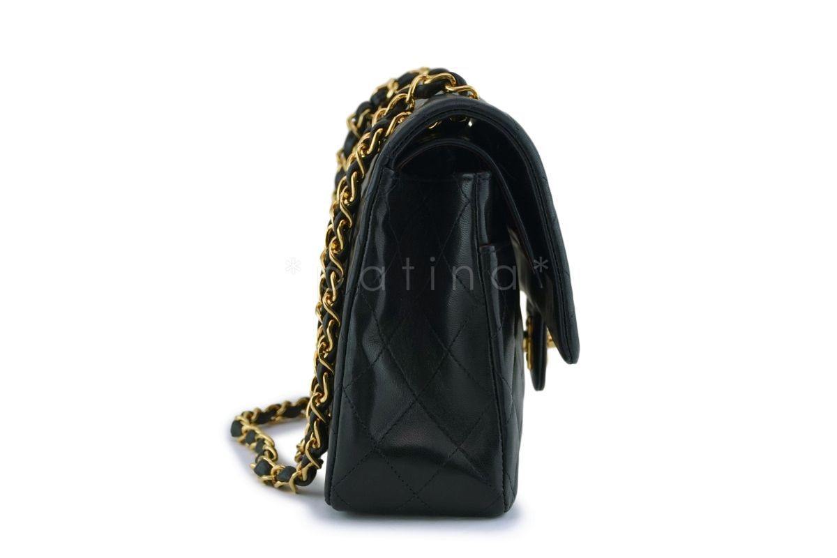 Chanel Vintage Black Lambskin Medium Classic Double Flap Bag 24k GHW