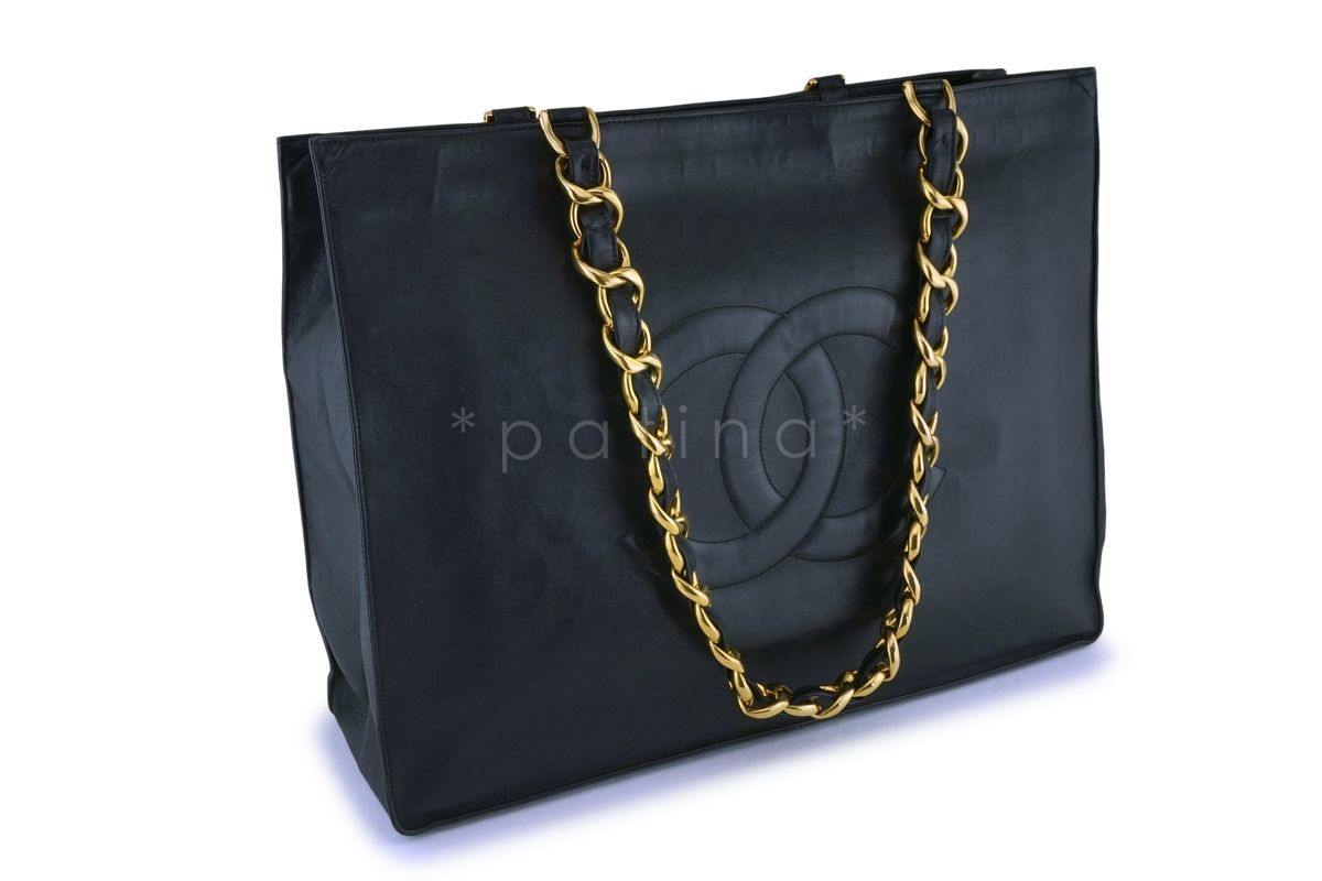 Chanel Vintage Black Chunky Chain Classic Tote Bag 24k GHW