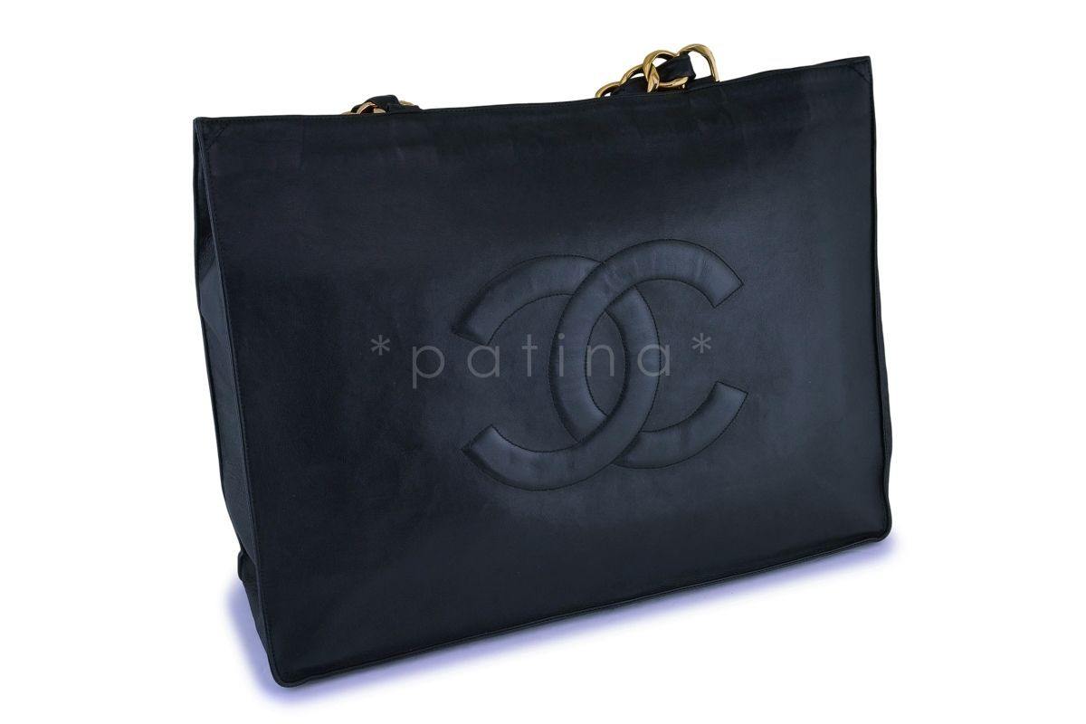 Chanel Vintage Black Chunky Chain Classic Tote Bag 24k GHW