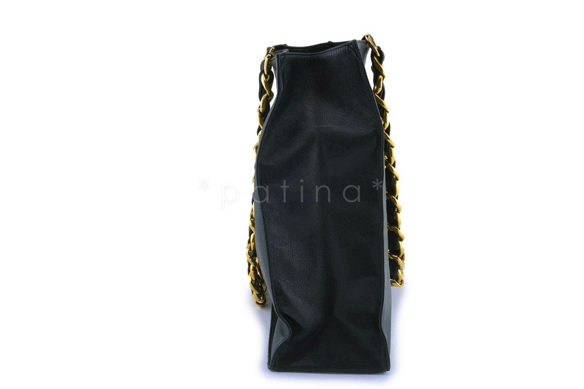 Chanel Vintage Black Chunky Chain Classic Tote Bag 24k GHW