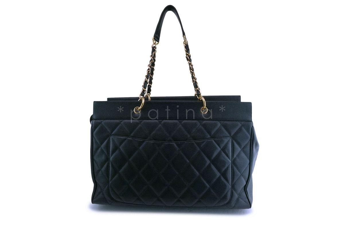 Chanel Vintage Black Caviar Weekender XXL GST Travel Tote Bag