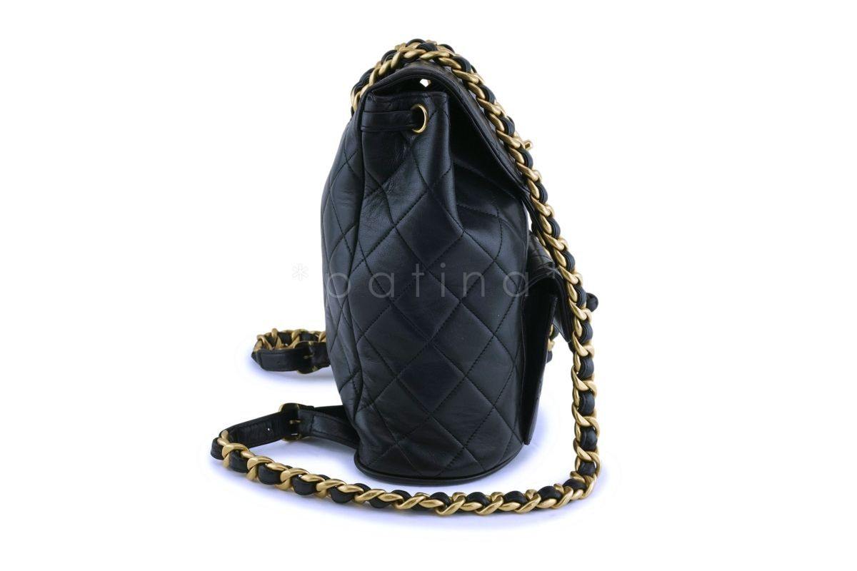 Chanel Vintage Black Lambskin Classic Quilted Backpack Bag 24k GHW