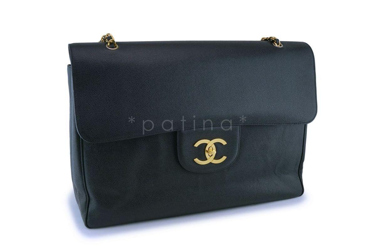 Chanel Vintage Caviar Supermodel Maxi Jumbo XXL Flap Bag 24k GHW