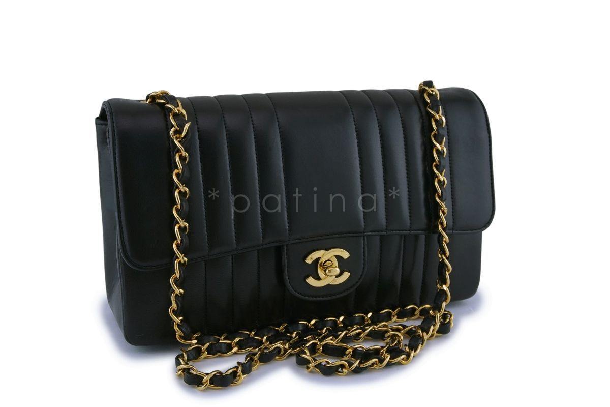 Chanel Vintage Black Lambskin Medium Mademoiselle Classic Flap Bag 24k GHW