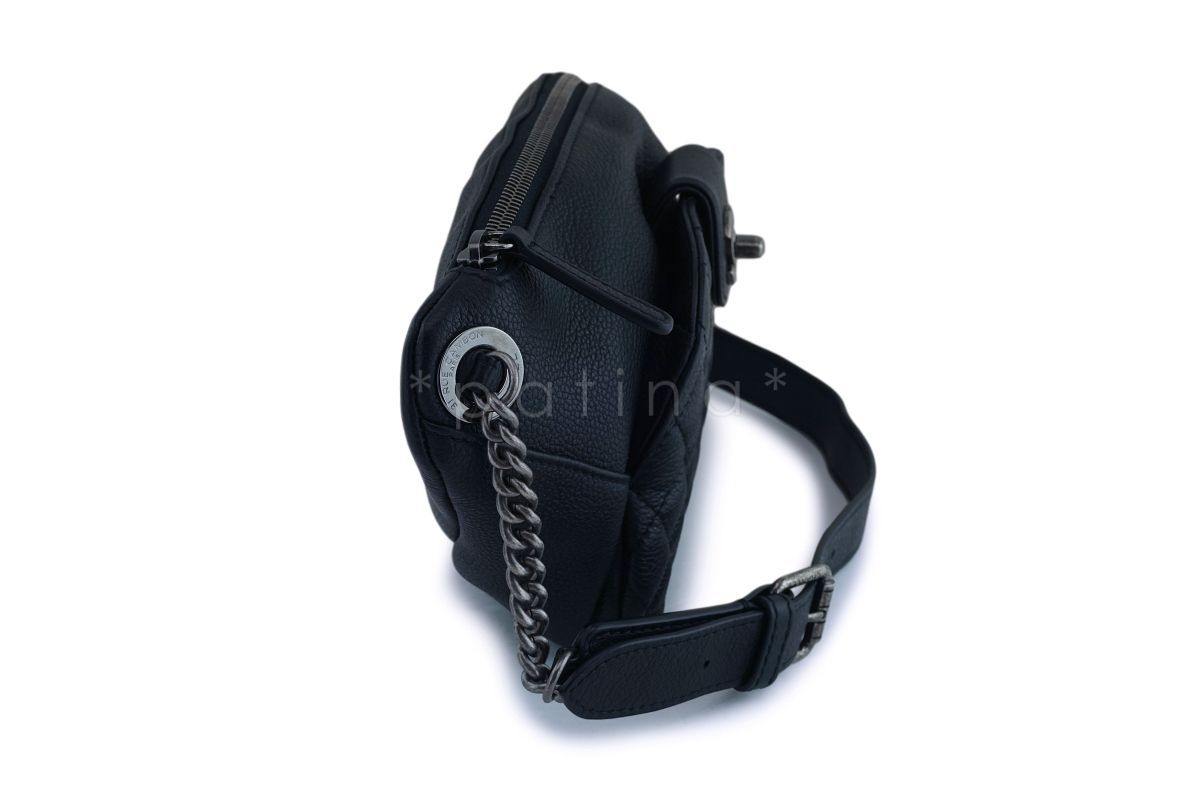 Chanel Black Grained Calfskin Quilted Classic Fanny Pack Bag RHW