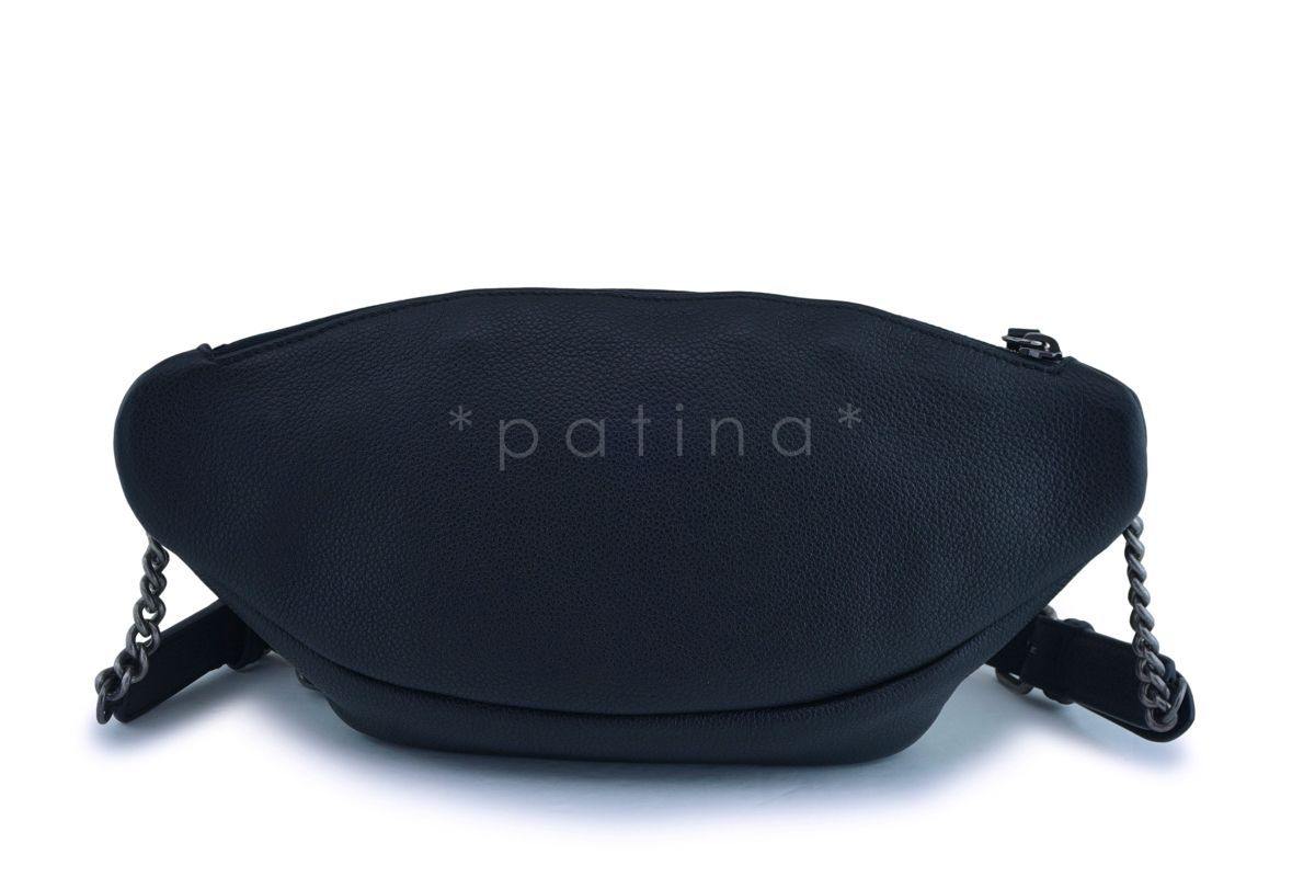 Chanel Black Grained Calfskin Quilted Classic Fanny Pack Bag RHW