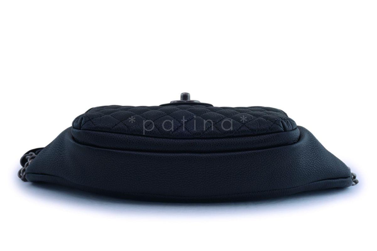 Chanel Black Grained Calfskin Quilted Classic Fanny Pack Bag RHW