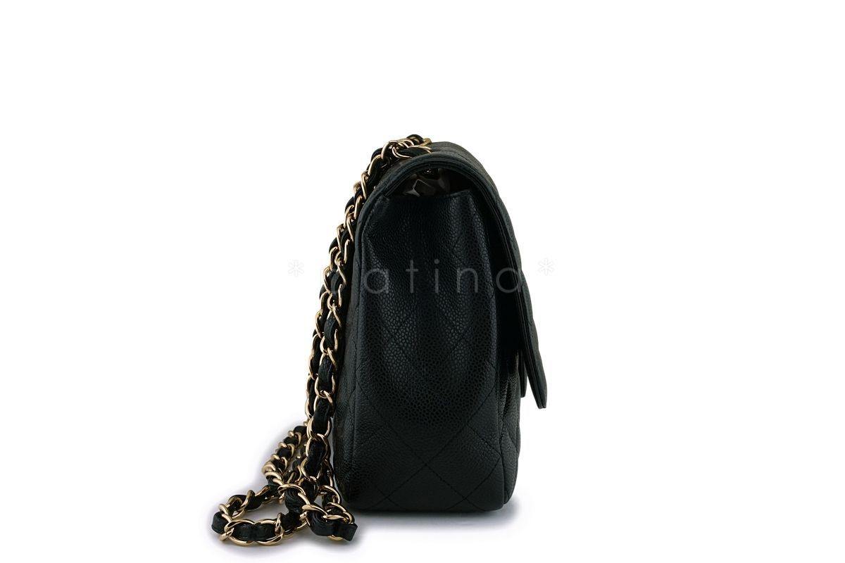 Chanel Black Caviar Jumbo Classic Flap Bag GHW