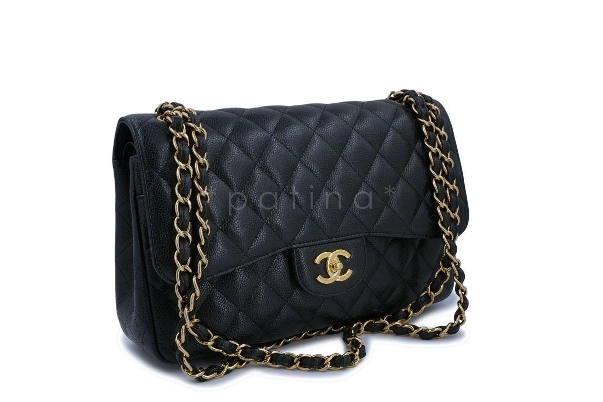 Chanel Black Caviar Jumbo Classic Double Flap Bag GHW