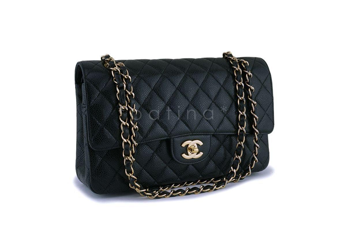 Chanel Black Caviar Medium Classic Double Flap Bag 24k GHW