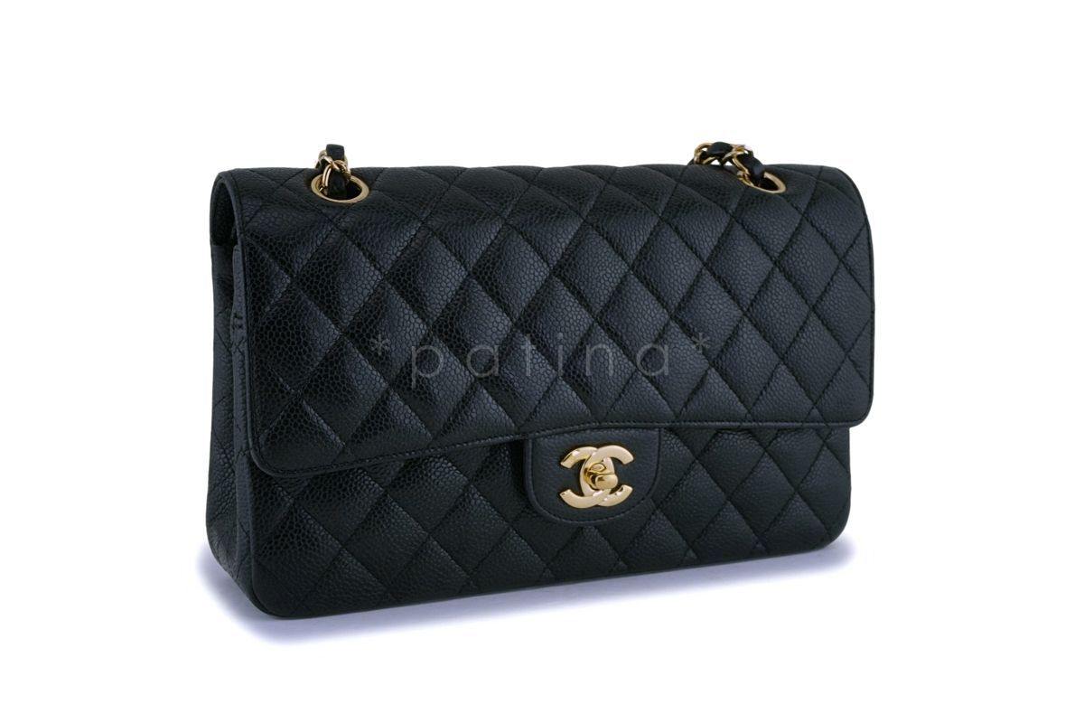 Chanel Black Caviar Medium Classic Double Flap Bag 24k GHW