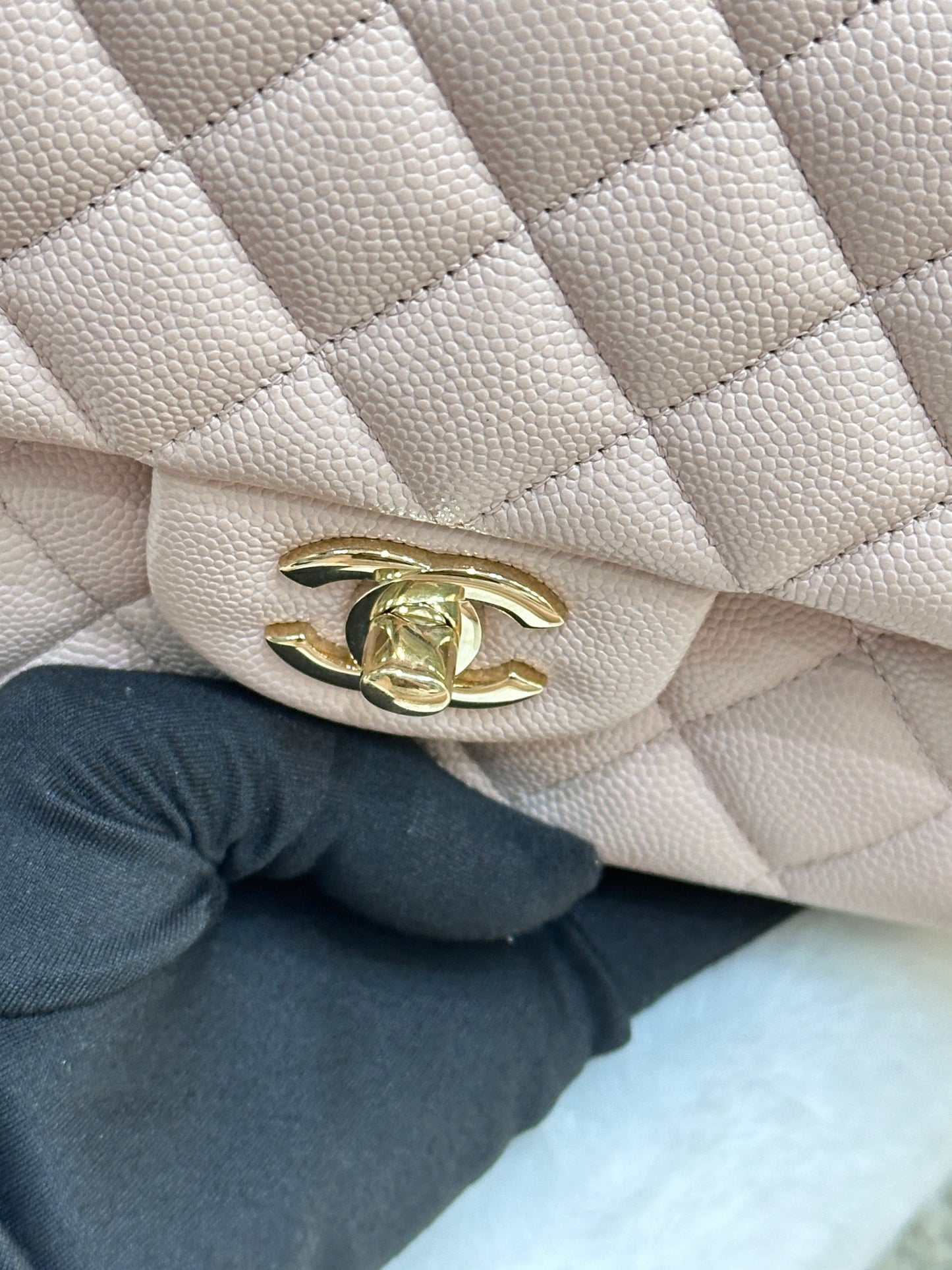Chanel Medium Caviar Quilted Double Flap Light Pink 21C