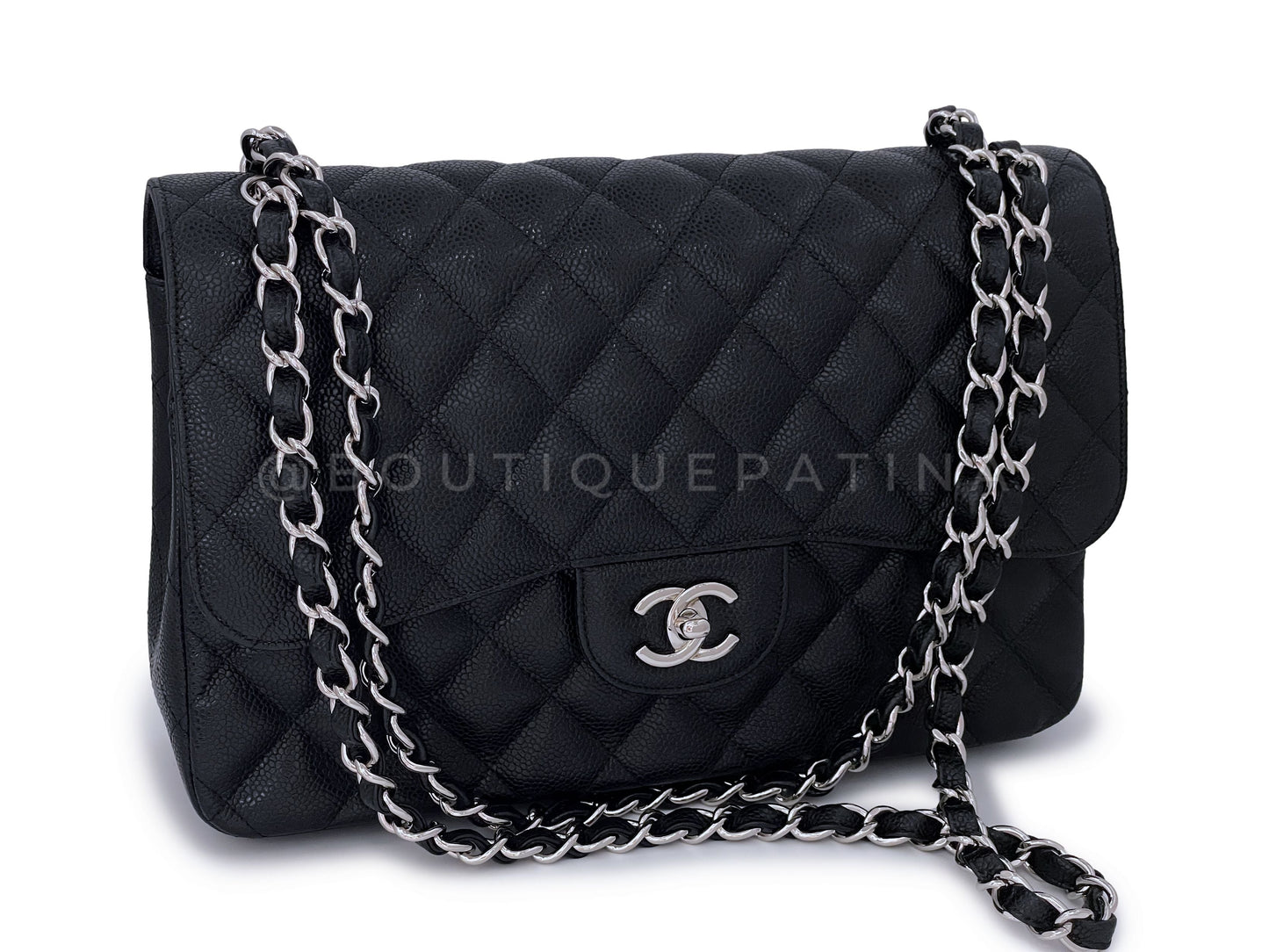 Chanel Black Caviar Jumbo Classic Double Flap Bag SHW