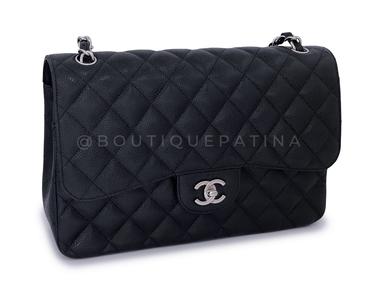 Chanel Black Caviar Jumbo Classic Double Flap Bag SHW