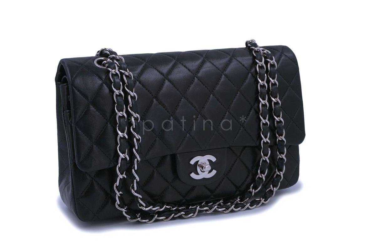 Chanel Black Lambskin Medium Classic Double Flap Bag SHW