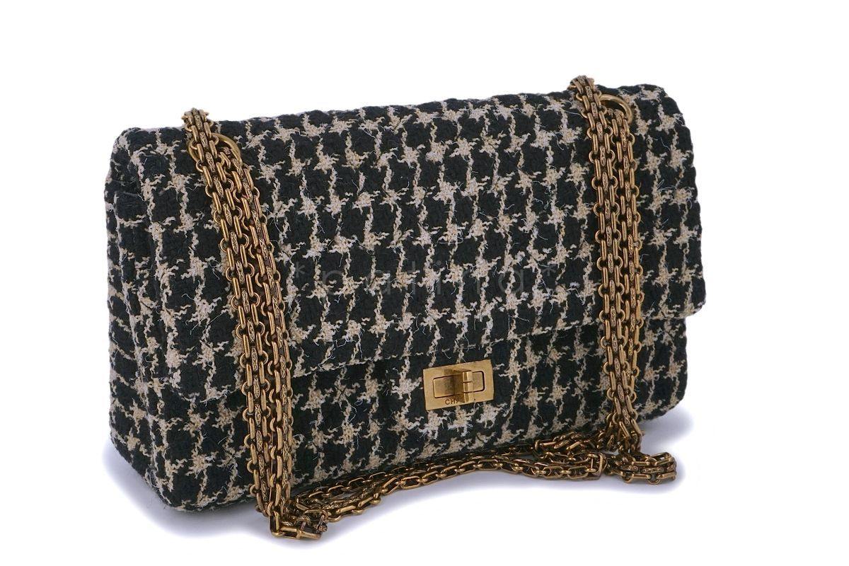Rare 2015 Chanel Houndstooth Tweed 2.55 Reissue Classic Flap Bag Small/Medium 225