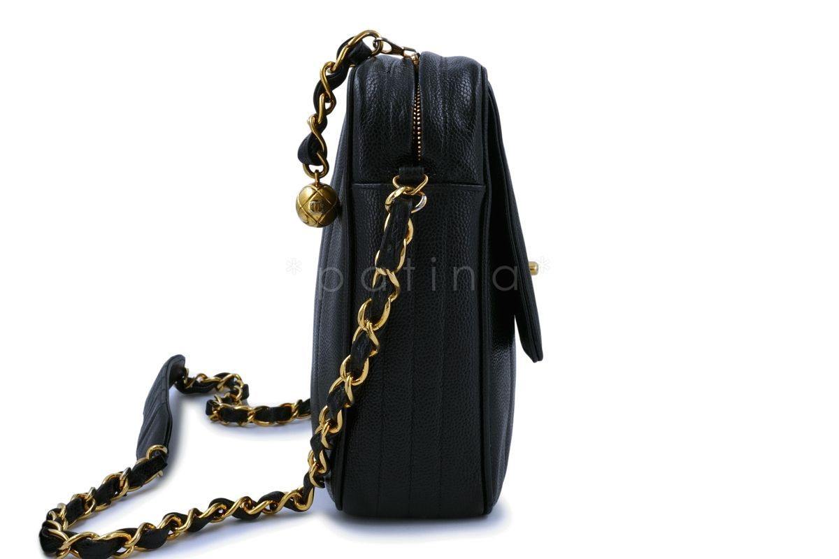 Chanel Vintage Black Caviar Jumbo Madmoiselle Camera Flap Bag 24k GHW