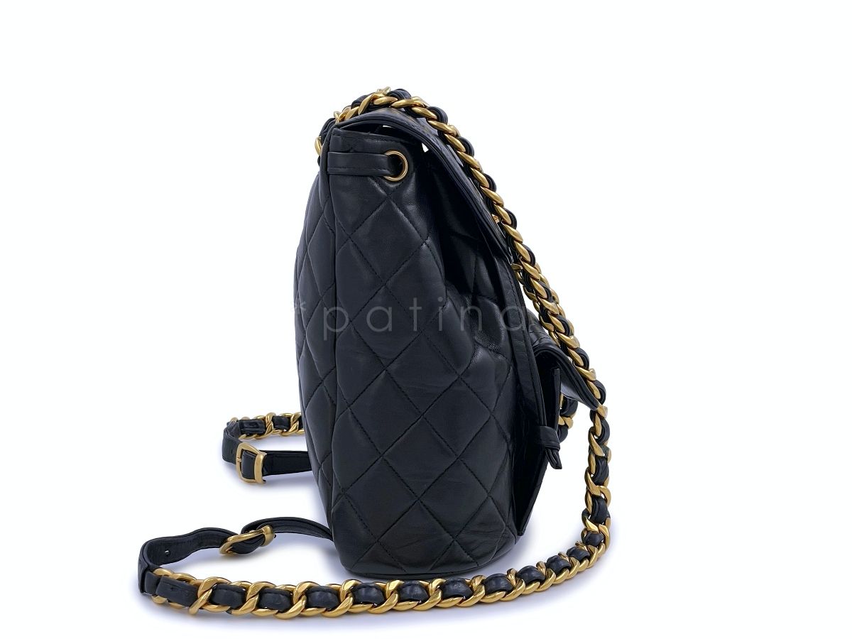 Chanel Vintage Black Duma Classic Backpack Bag Lambskin 24k GHW