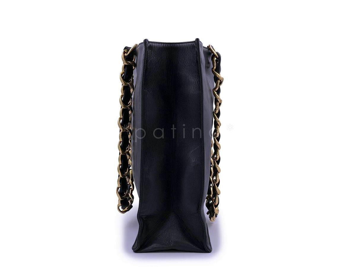 Chanel Vintage Black Chunky Chain Shopper Tote Bag 24k GHW