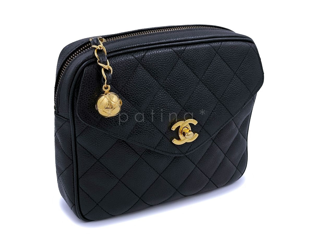 Chanel Vintage 1995 Black Caviar Waist Belt Bag Fanny Pack 24k GHW