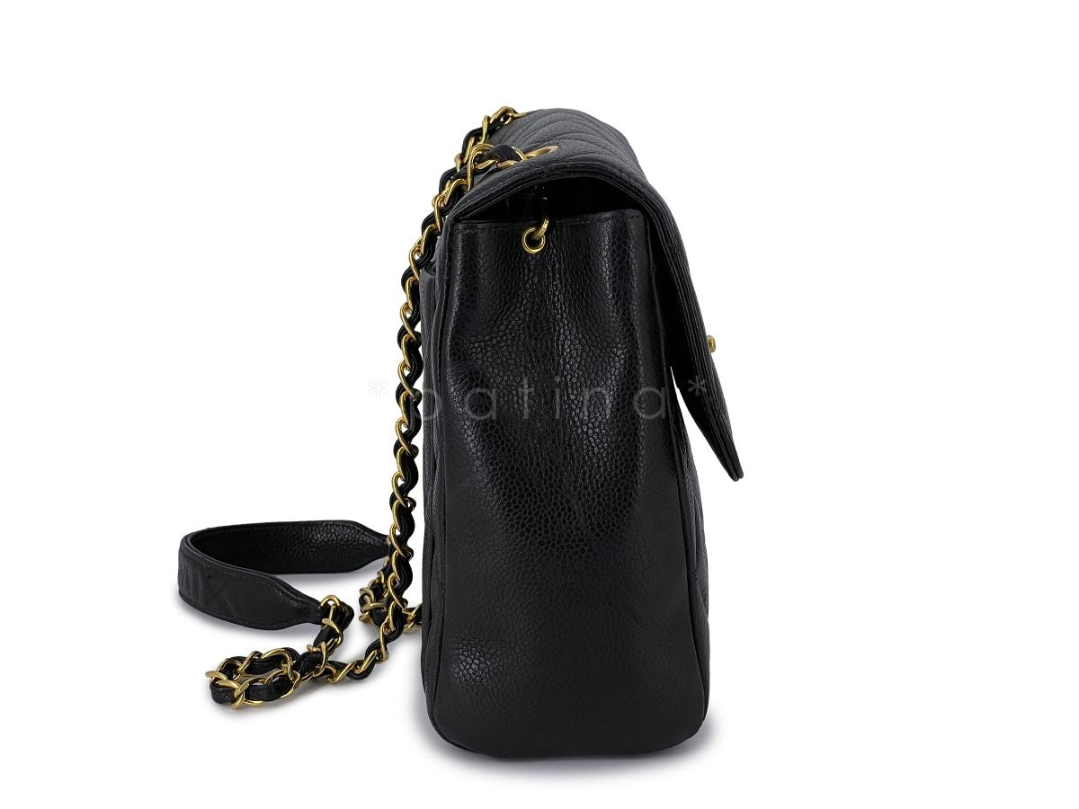 Chanel Vintage Black Caviar Square Classic Flap Crossbody Bag 24k GHW