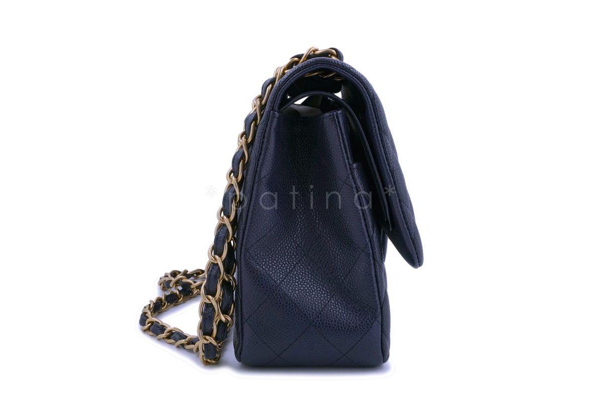 Chanel 16C Navy Blue Caviar Jumbo Classic Double Flap Bag GHW