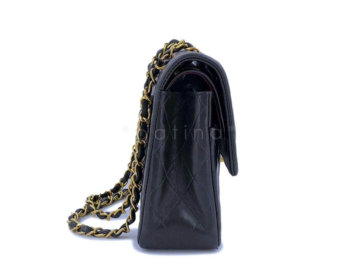 Chanel Vintage 1992 Black Medium Classic Double Flap Bag 24k GHW Lambskin