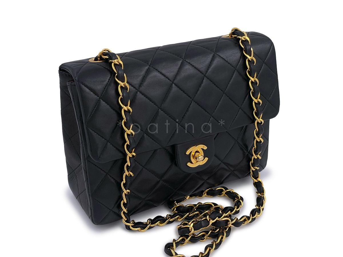 Chanel Vintage Black Mini Flap Bag Classic Lambskin 20cm 24k GHW