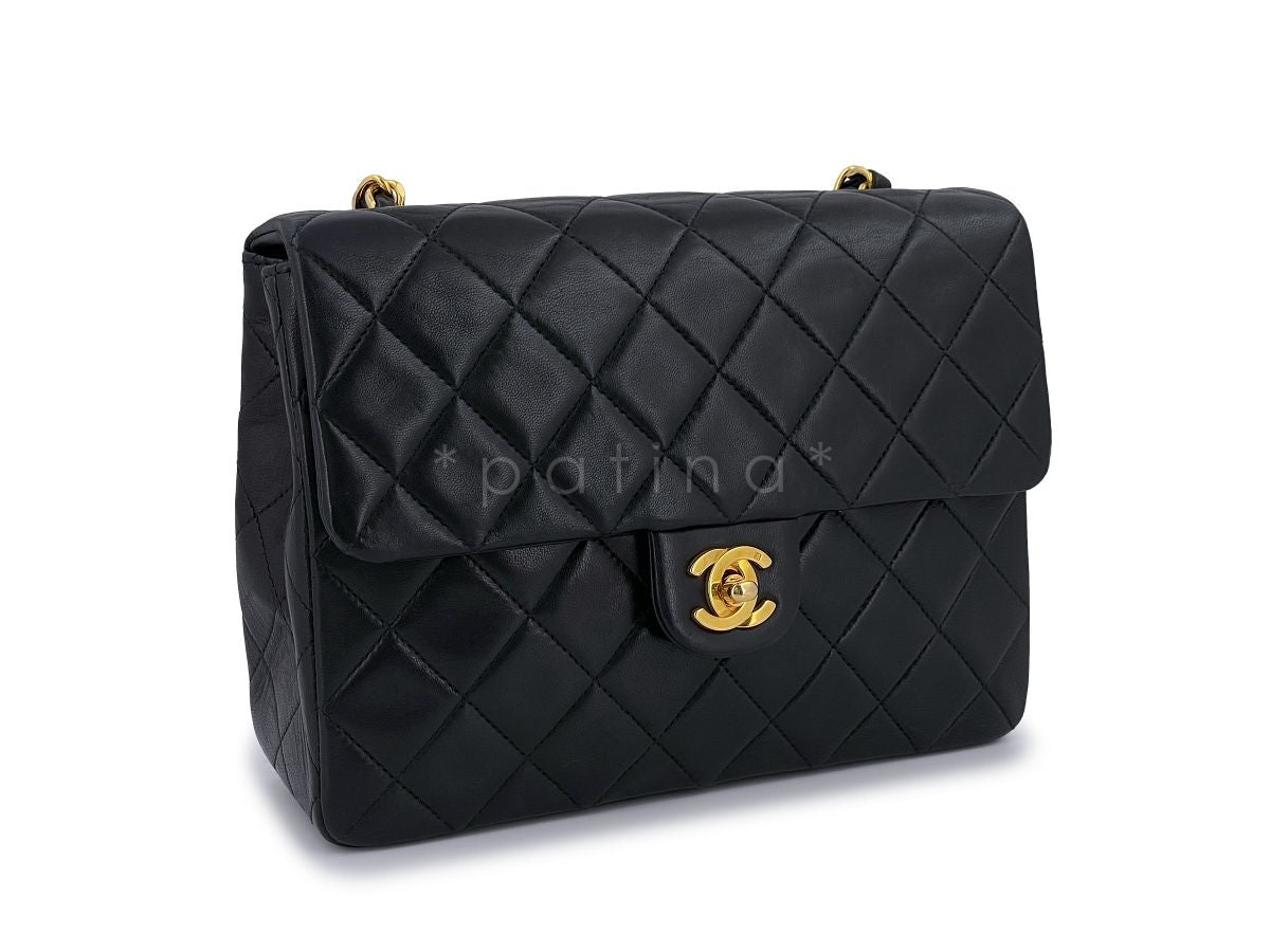 Chanel Vintage Black Mini Flap Bag Classic Lambskin 20cm 24k GHW