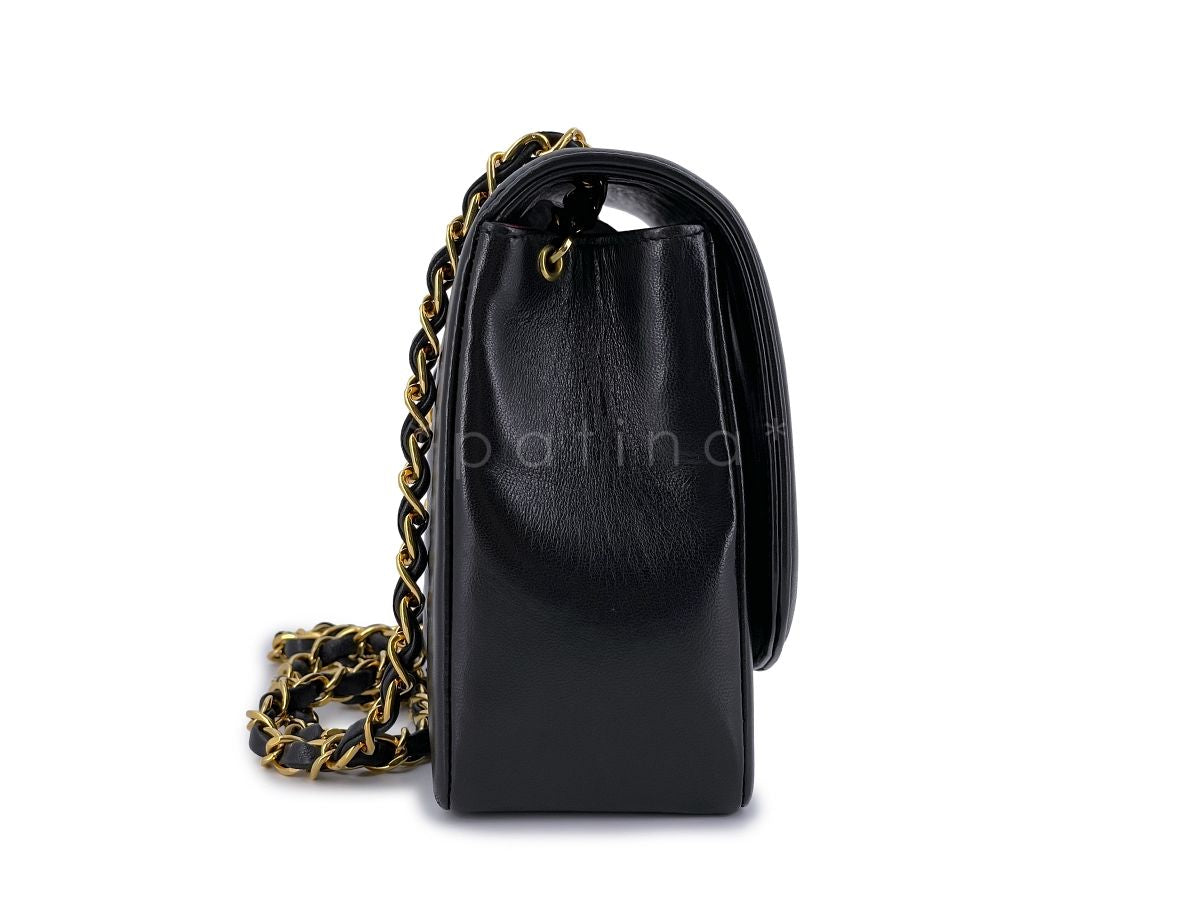 Chanel Vintage Medium Diana Flap Bag Black Lambskin 24k GHW