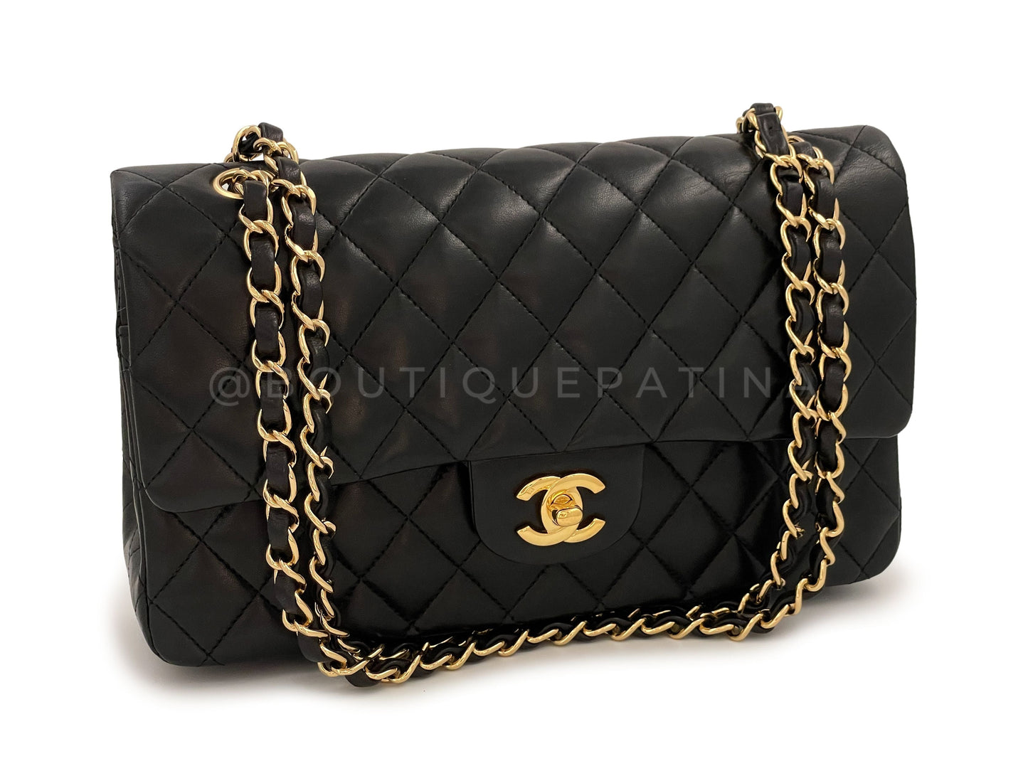 Pristine Chanel 2009 Vintage Black Medium Classic Double Flap Bag 24k GHW Lambskin
