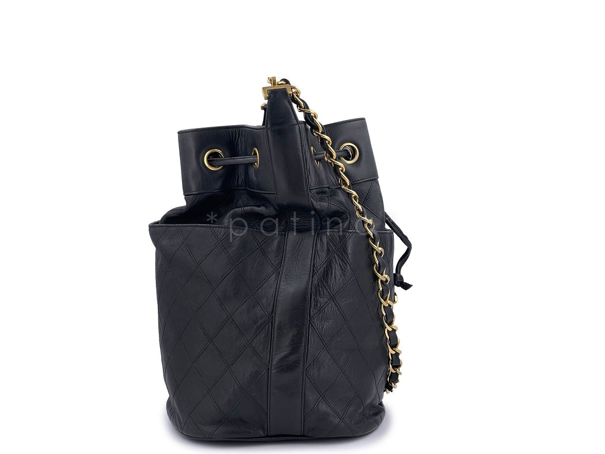 Chanel Black Calfskin Vintage Oversized CC Bucket Bag 24k GHW 30M