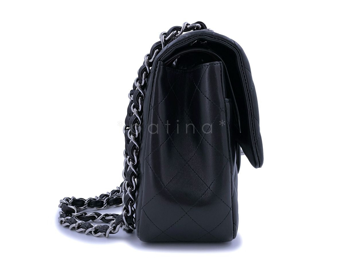 Chanel Black Lambskin Jumbo Classic Double Flap Bag SHW