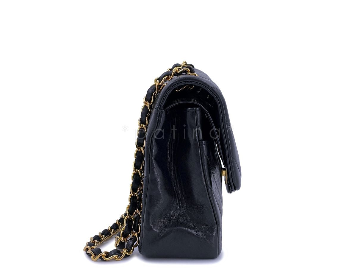 Chanel Vintage Black Chevron Medium Classic Double Flap Bag 24k GHW