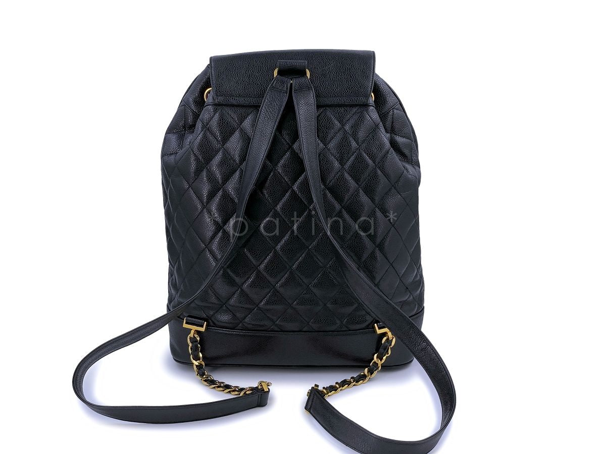 Chanel Vintage Black Caviar Large Quilted Backpack Bag 24k GHW