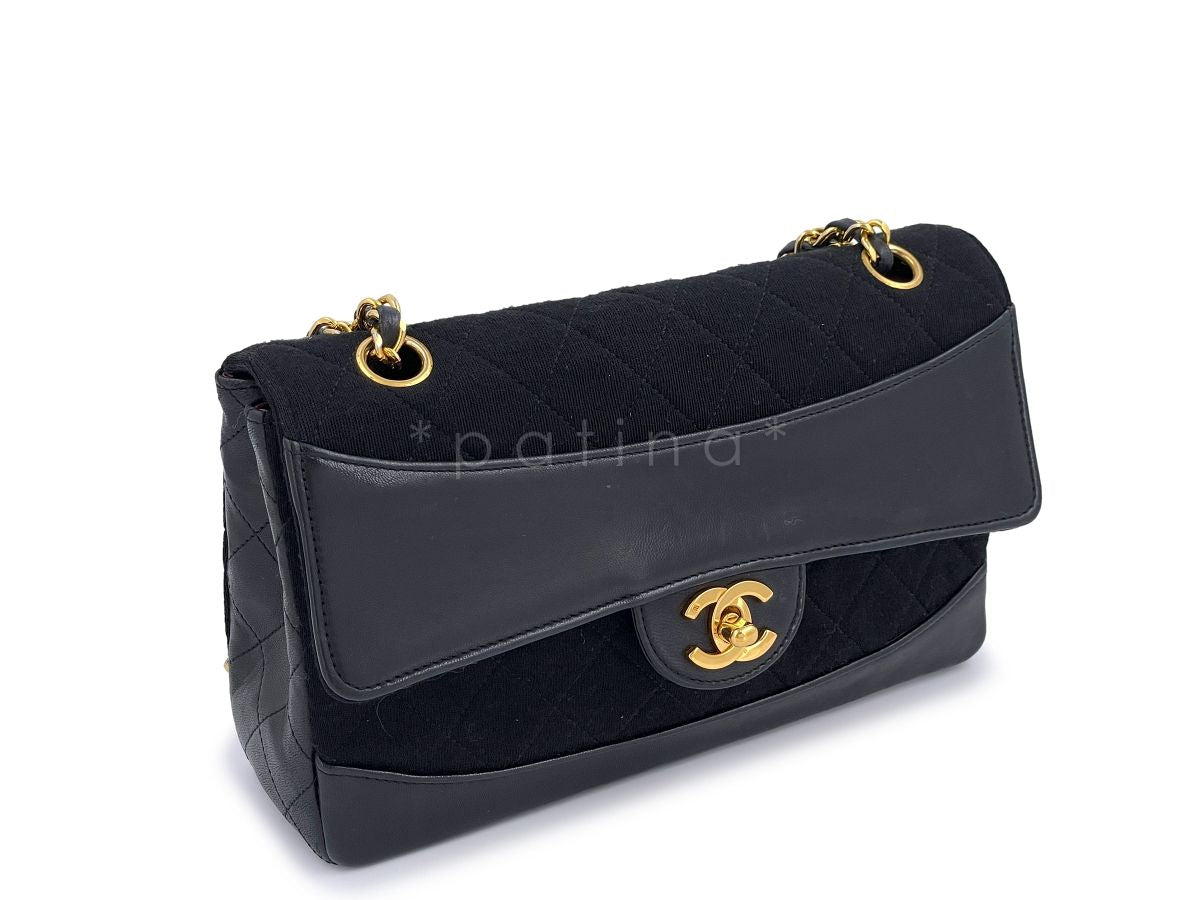 Chanel Vintage Classic Flap Bag Leather/Canvas w Wallet 24k GHW