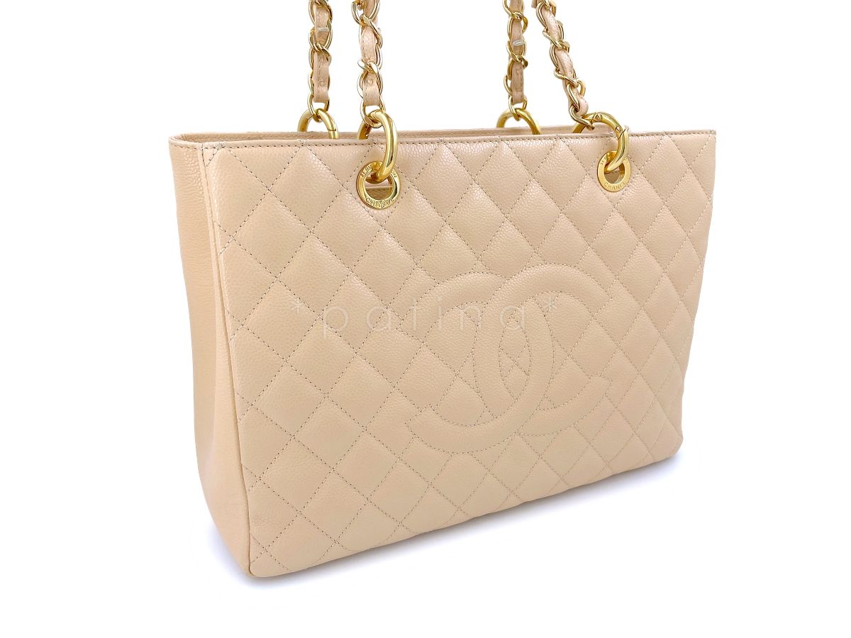 Chanel Beige Clair Caviar Grand Shopper Tote GST Bag GHW