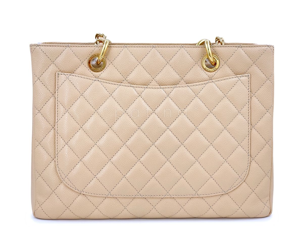 Chanel Beige Clair Caviar Grand Shopper Tote GST Bag GHW