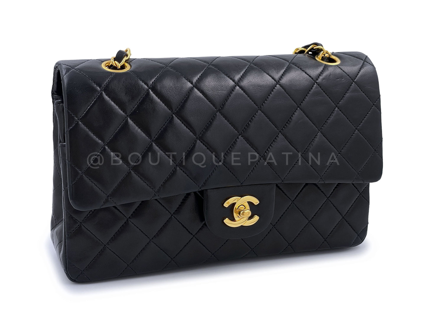Chanel 1991 Vintage Black Medium Classic Flap Bag 24k GHW Lambskin