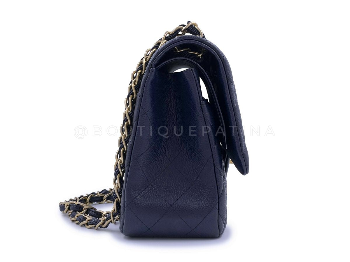 Chanel Navy Caviar Jumbo Classic Double Flap Bag GHW 16C Blue