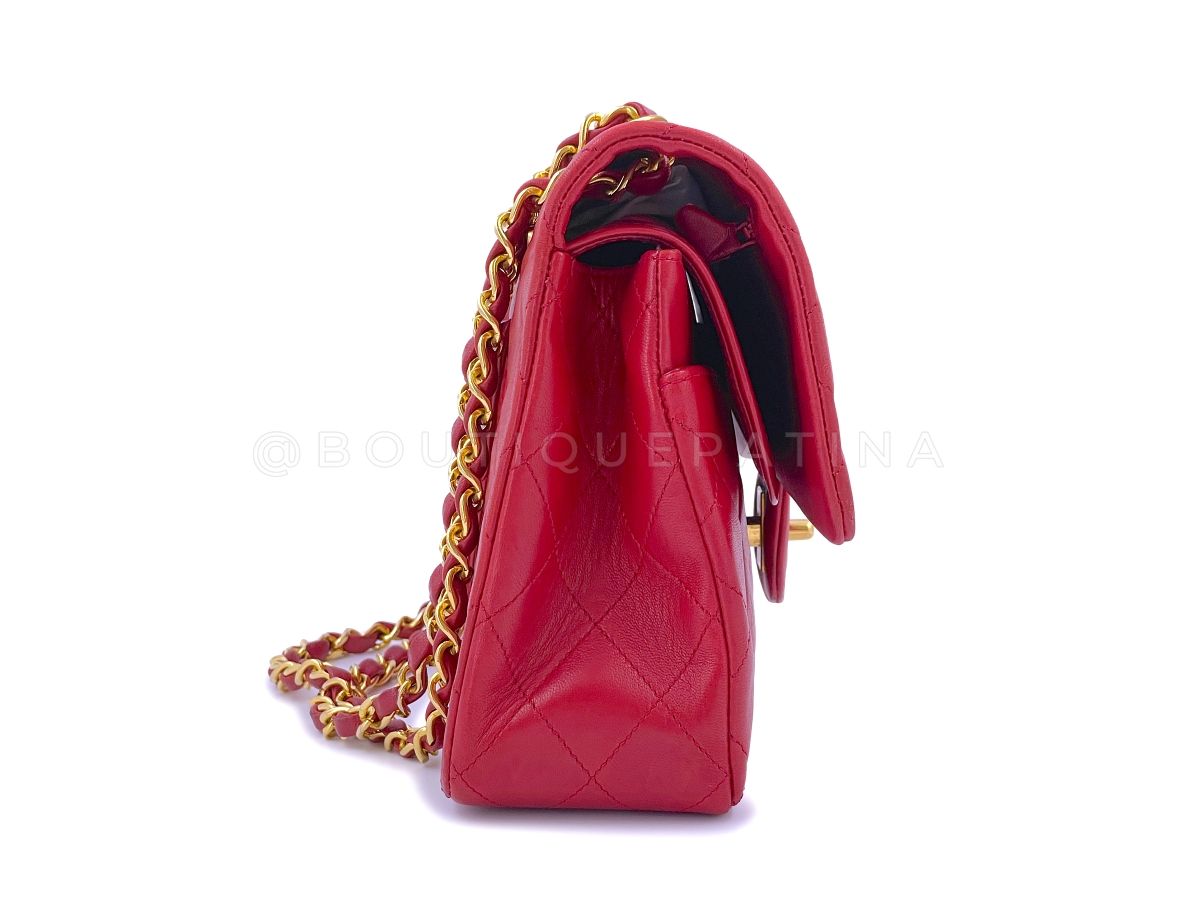 Chanel Vintage 1989 Red Medium Classic Flap Bag 24k GHW