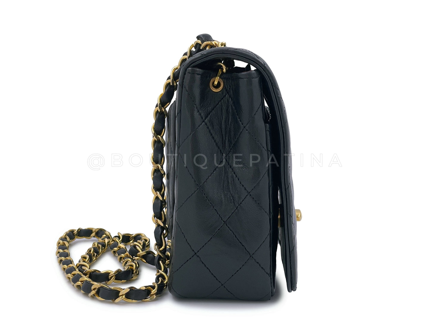Chanel Vintage Quilted Classic Full Flap Bag 24k GHW Black Lambskin