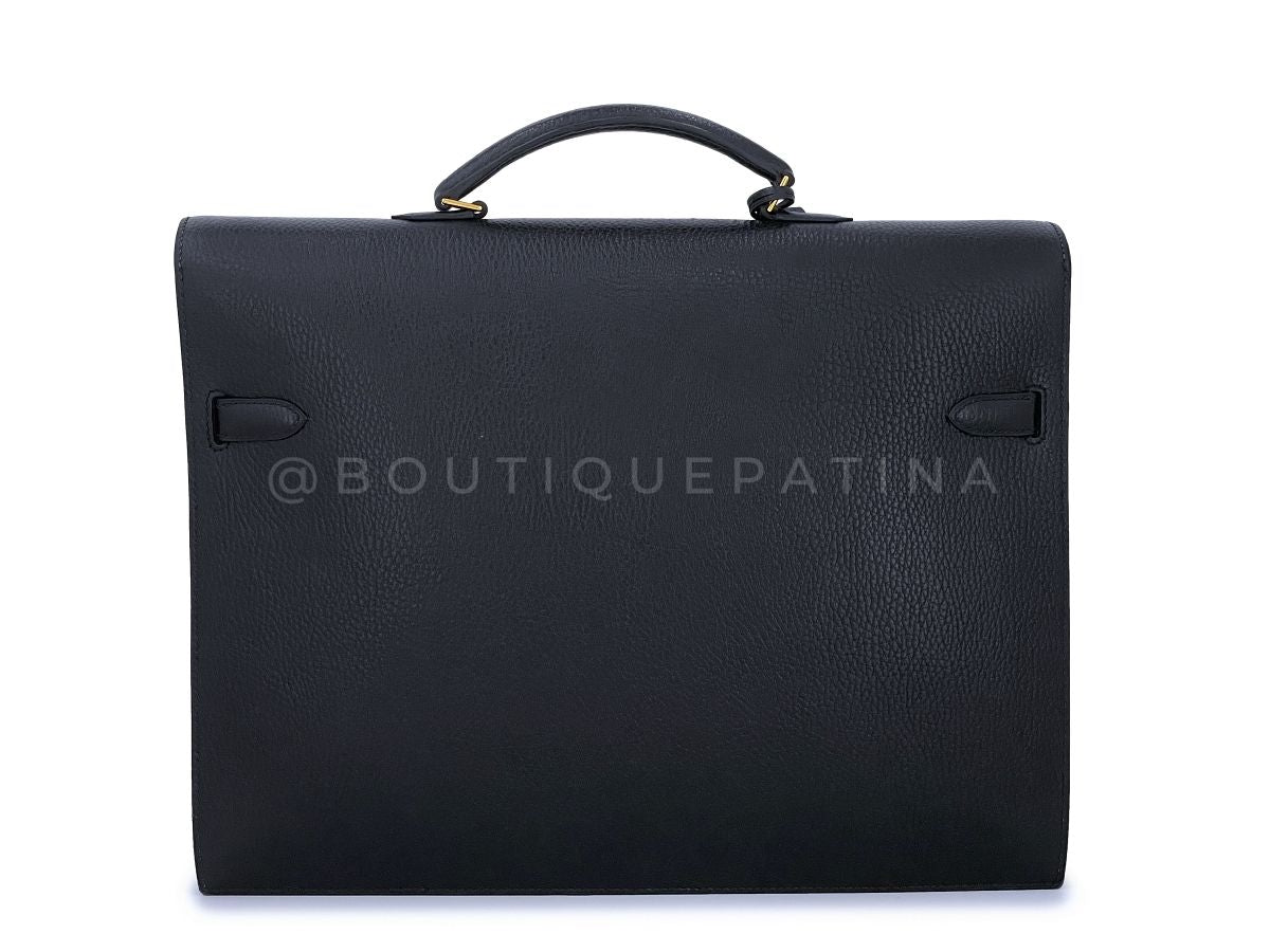 Hermes Black Ardennes Kelly Depeches 38 Briefcase Tote Bag