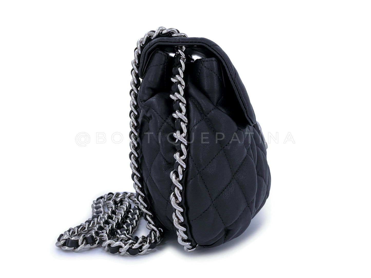 Chanel Black Chain Around Quilted Crossbody Rounded Flap Bag SHW