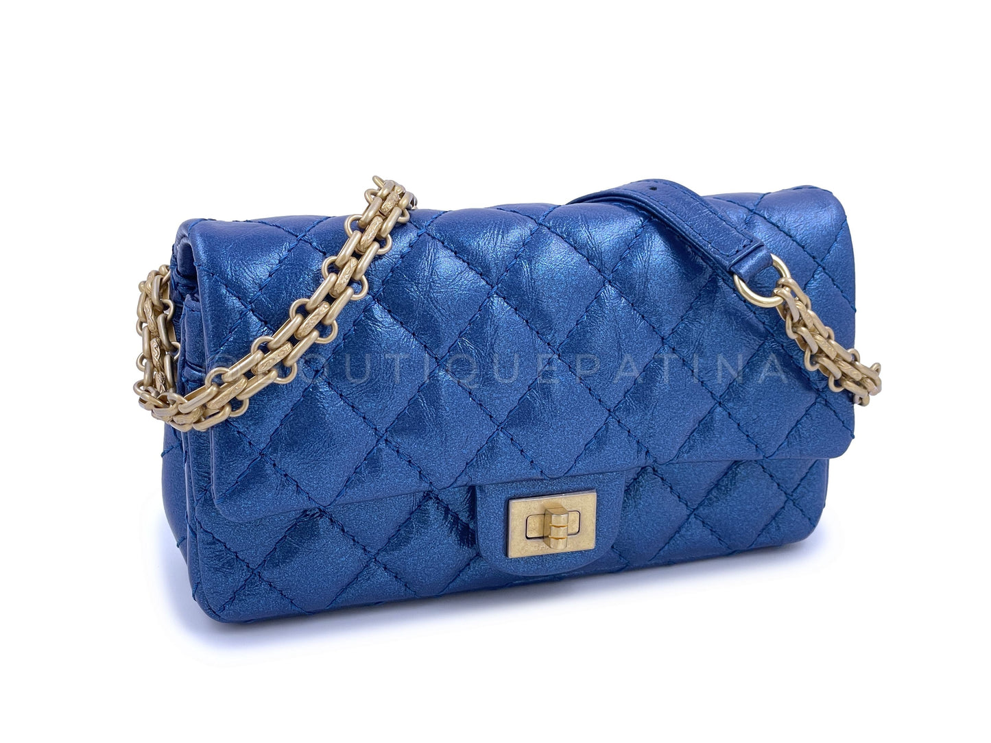 Chanel Fanny Pack 19A Reissue Waist Bag Iridescent Sapphire Blue NIB