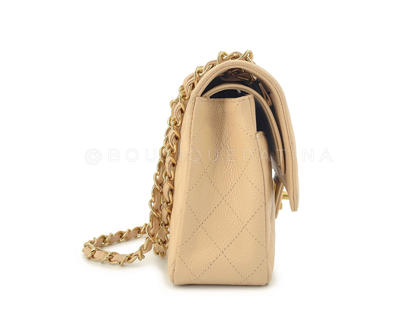 Chanel Vintage Beige Caviar Medium Classic Double Flap Bag 24k GHW