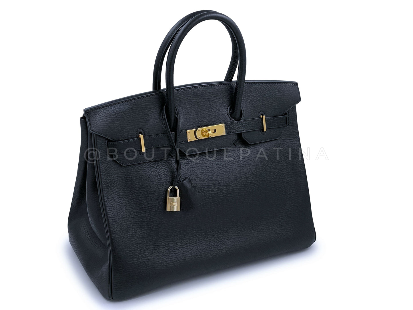 Pristine Hermes Black Birkin 35 Bag Ardennes Tote 24k GHW