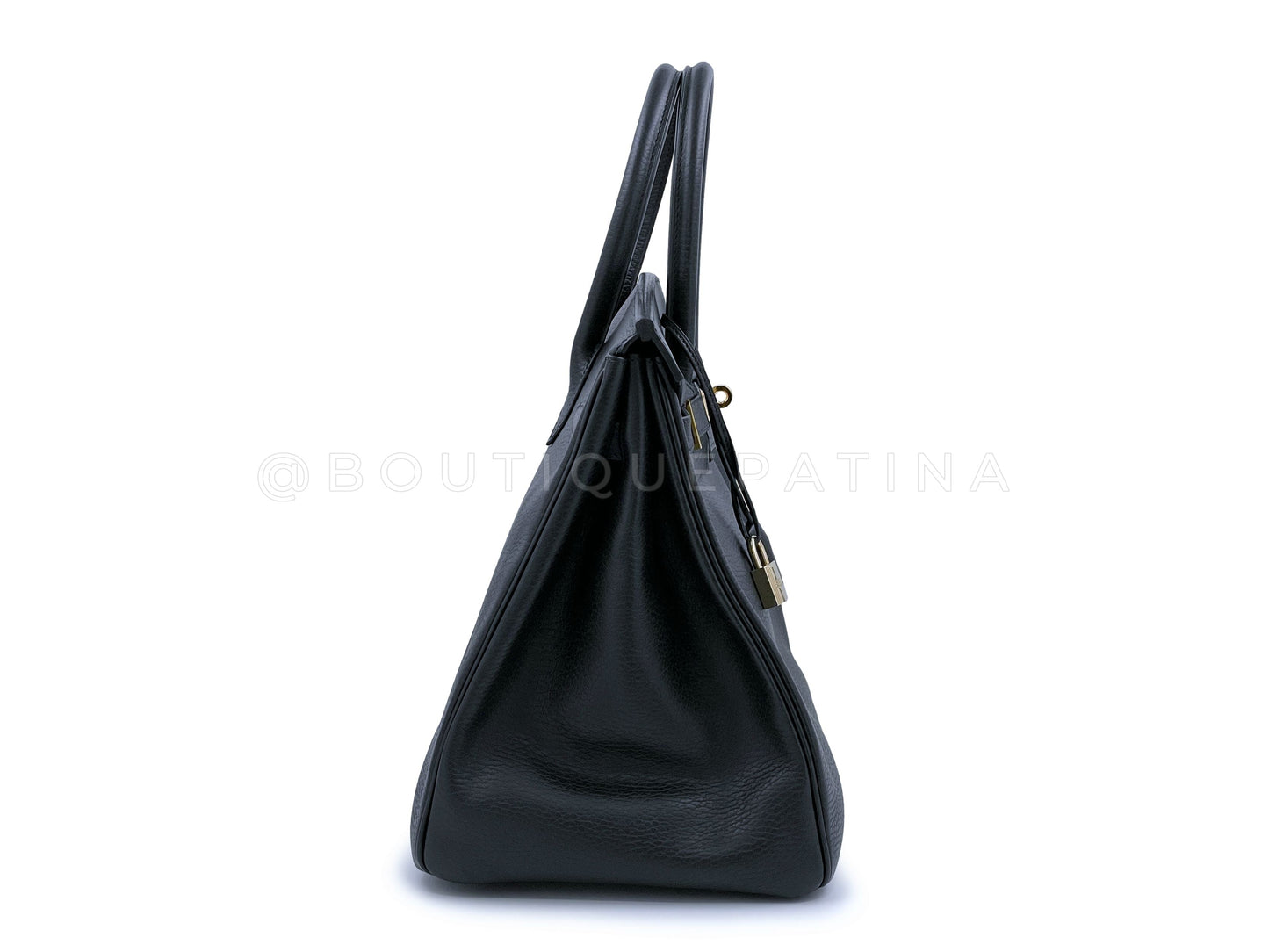 Pristine Hermes Black Birkin 35 Bag Ardennes Tote 24k GHW