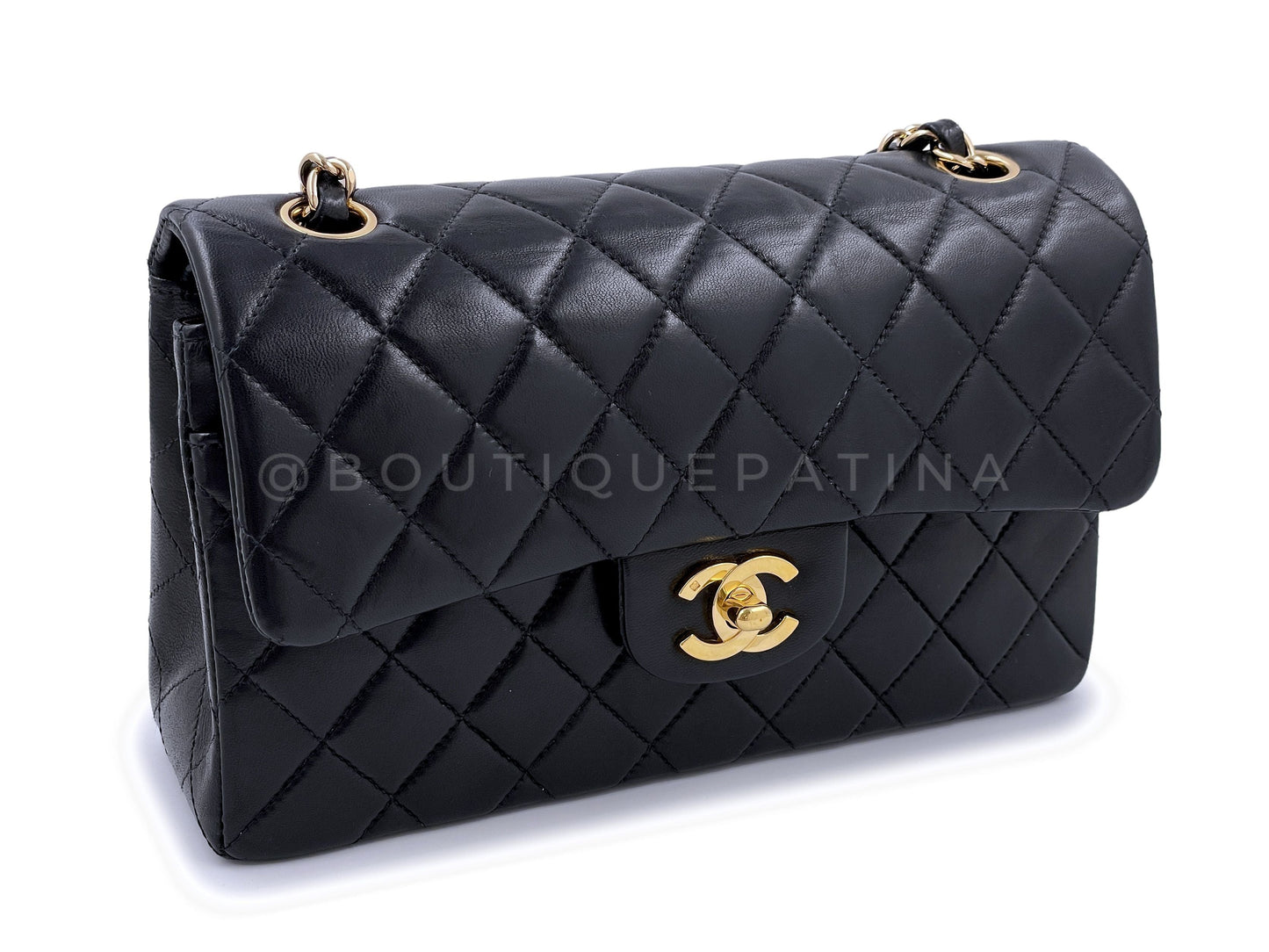 Chanel Vintage Black Small Classic Double Flap Bag 24k GHW Lambskin
