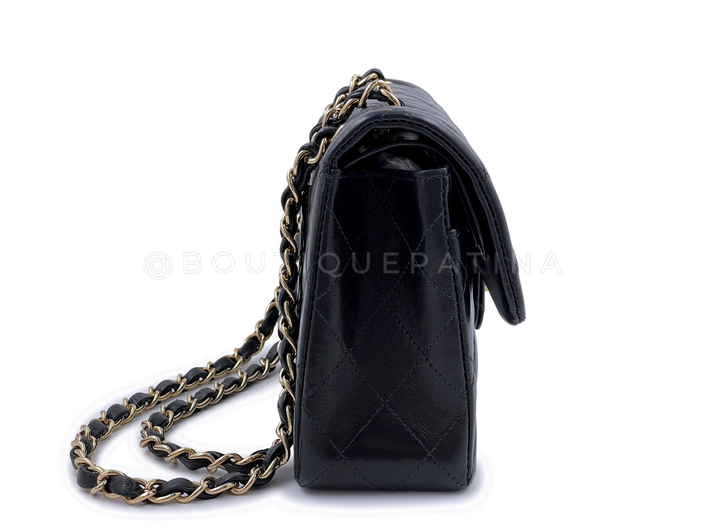 Chanel Vintage Black Small Classic Double Flap Bag 24k GHW Lambskin